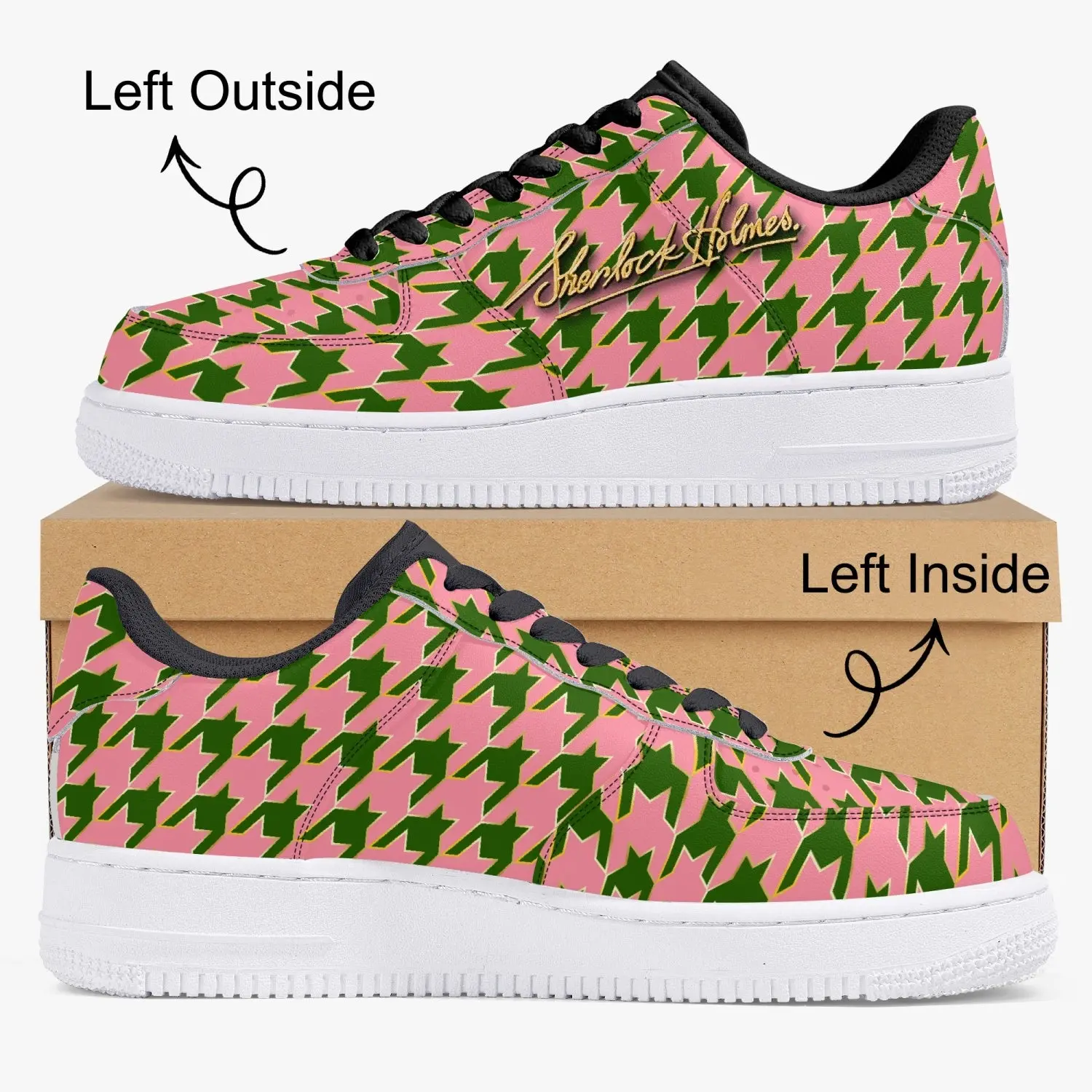 Sherlock Holmes Houndstooth Leather Sneakers - Image 6