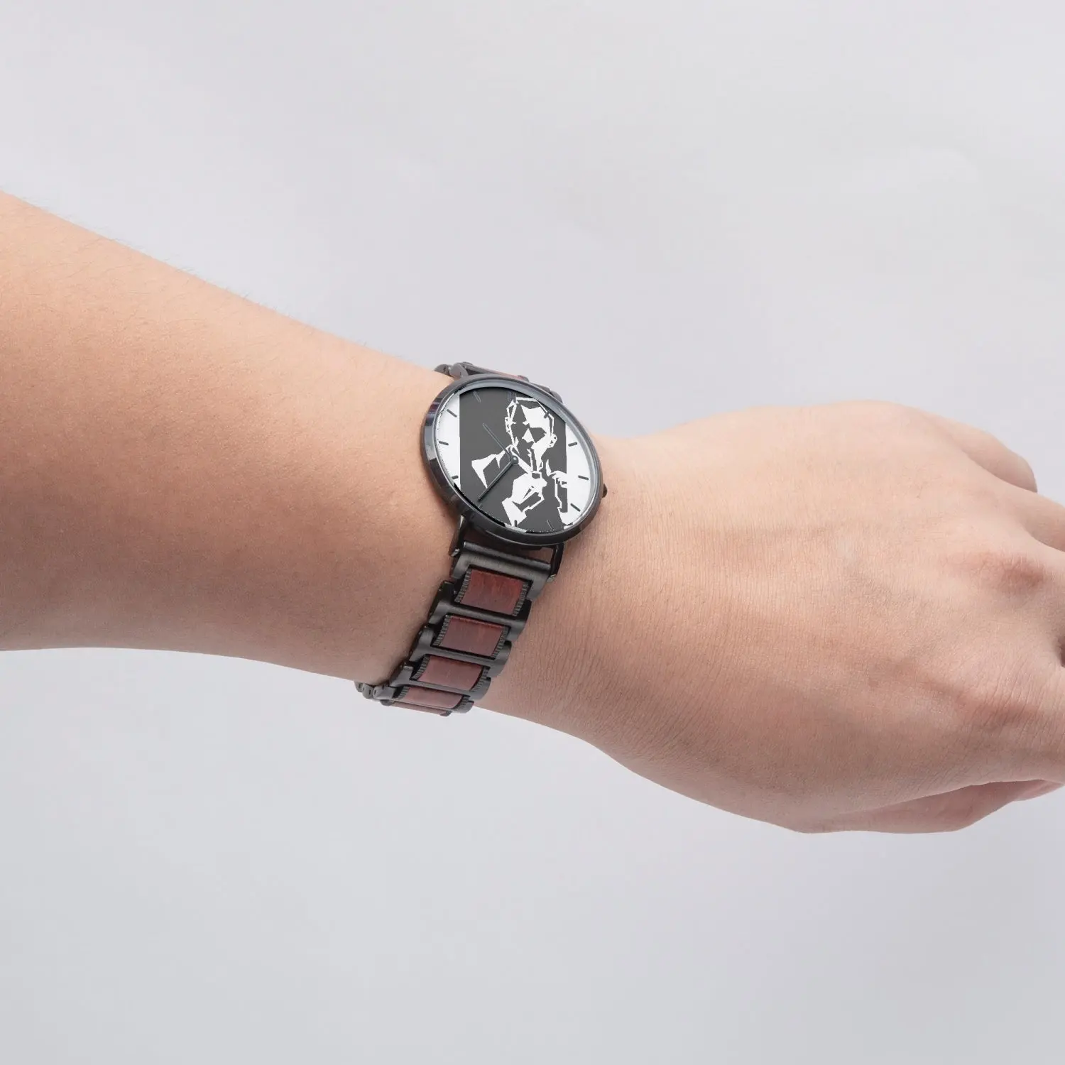 Sherlock Holmes - B&W - Wooden Strap Quartz Watch - Image 3